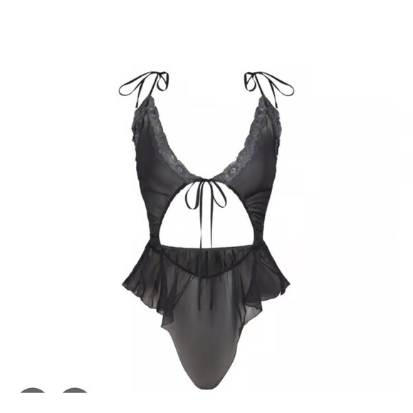 Skims Romance Lace Tie-Front Sheer Silk Teddy size XL - Picture 3 of 7